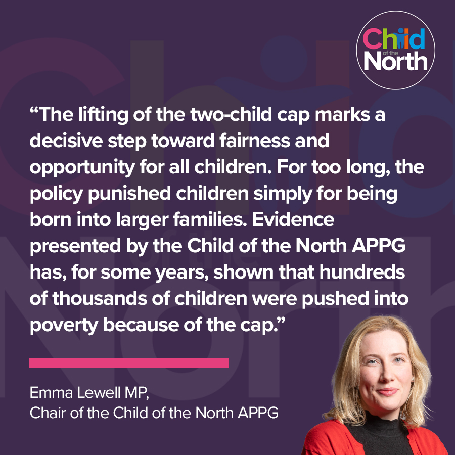 Chair of the Child of the North APPG issues statement following the removal of the two child cap