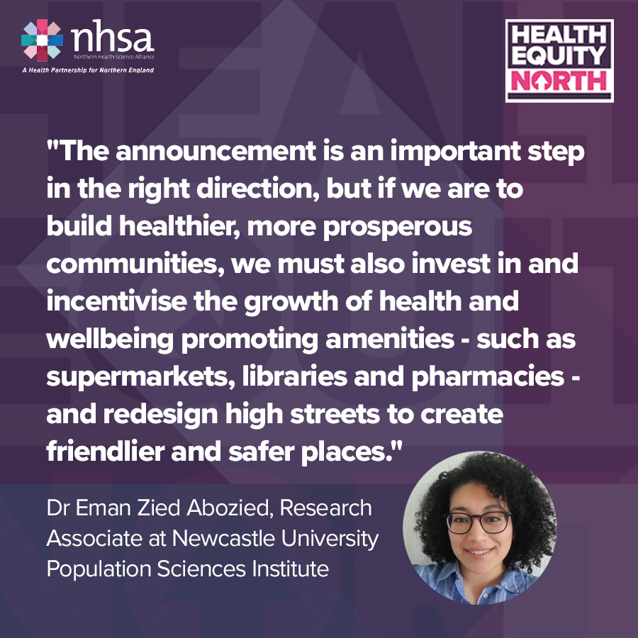 Health Equity North recommendations in actions as government backs high street restoration